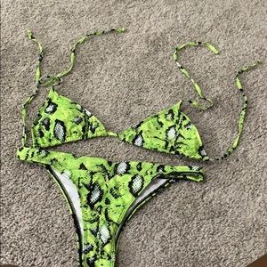 Neon green and black bikini